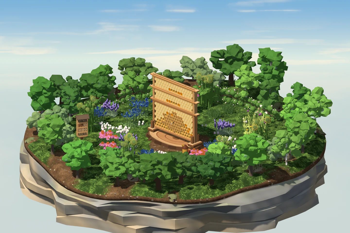 The meadow island in summer, in full flower